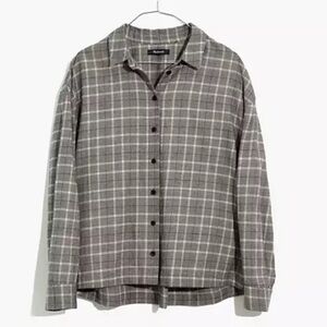 Madewell | Blue/White/Brown Westlake Plaid Flannel Button-Down Shirt Sz Medium